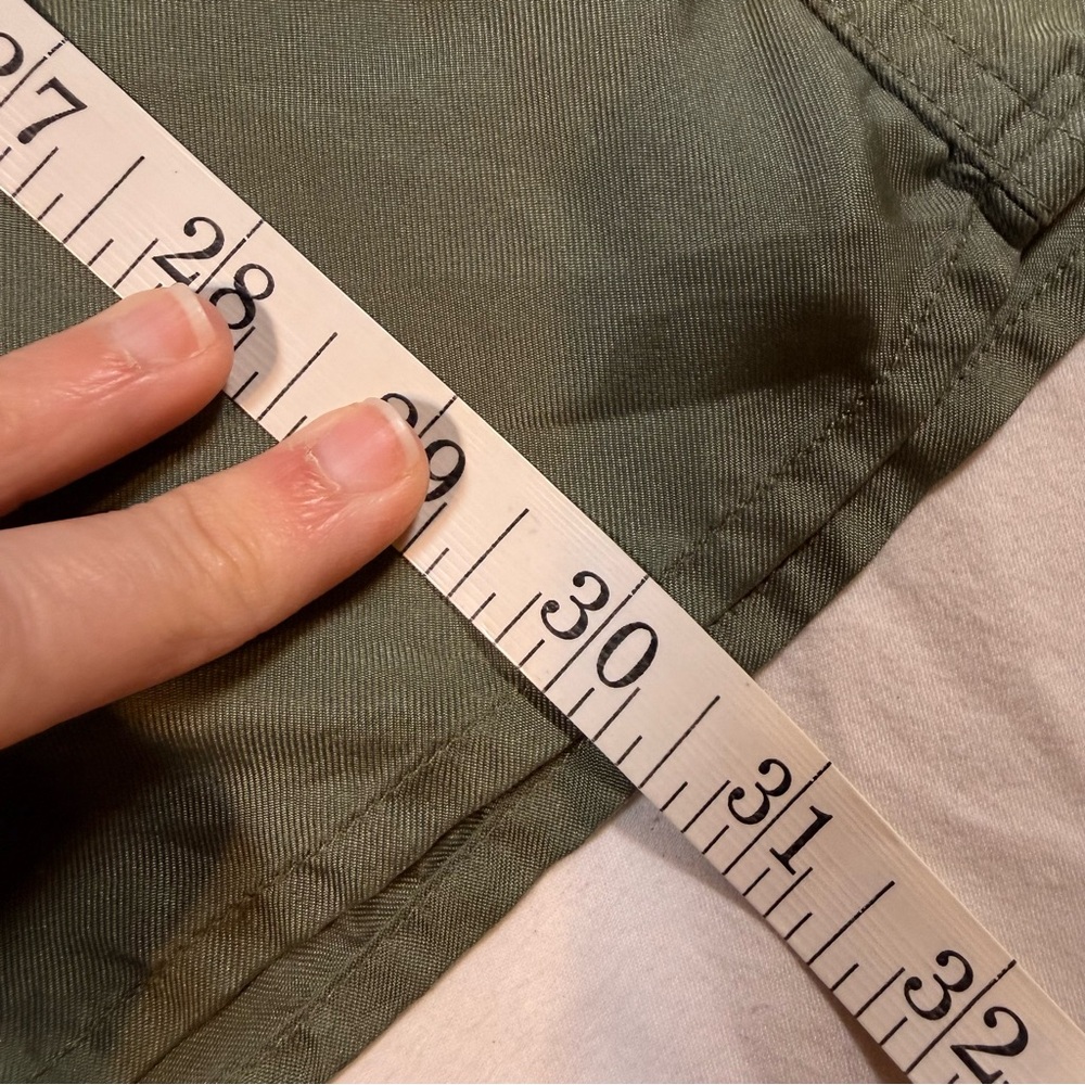 Diversions‎ 100 Silk Button Down Sage Safari M Top Oversized Long Sleeve Utility - Picture 12 of 12